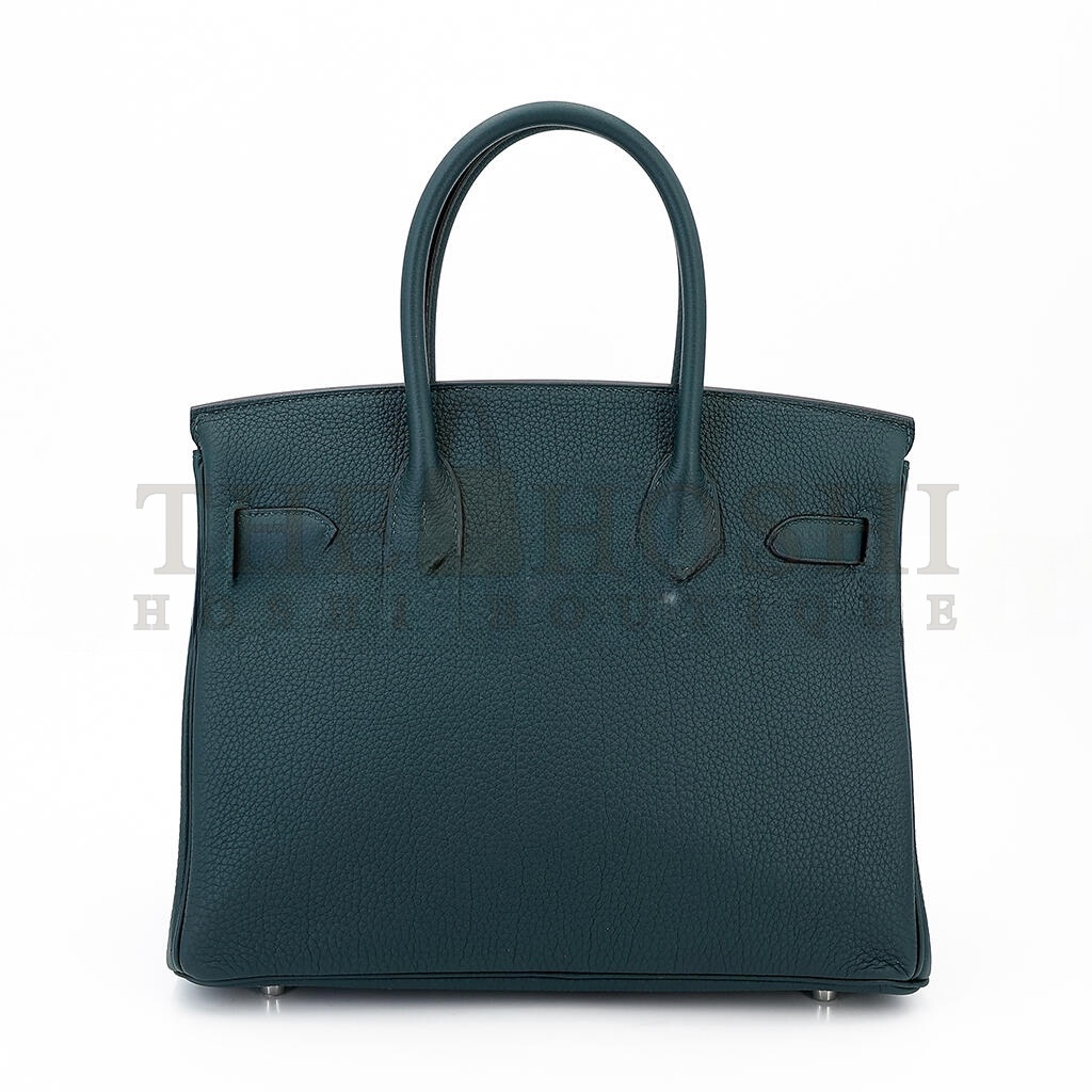 H**me5 BIRKIN 25 TOGO LEATHER CYPRESS GREEN AND GLASS BLUE WITH SILVER BUCKLE BAG 8241275657 (25*20*13cm) Master Quality